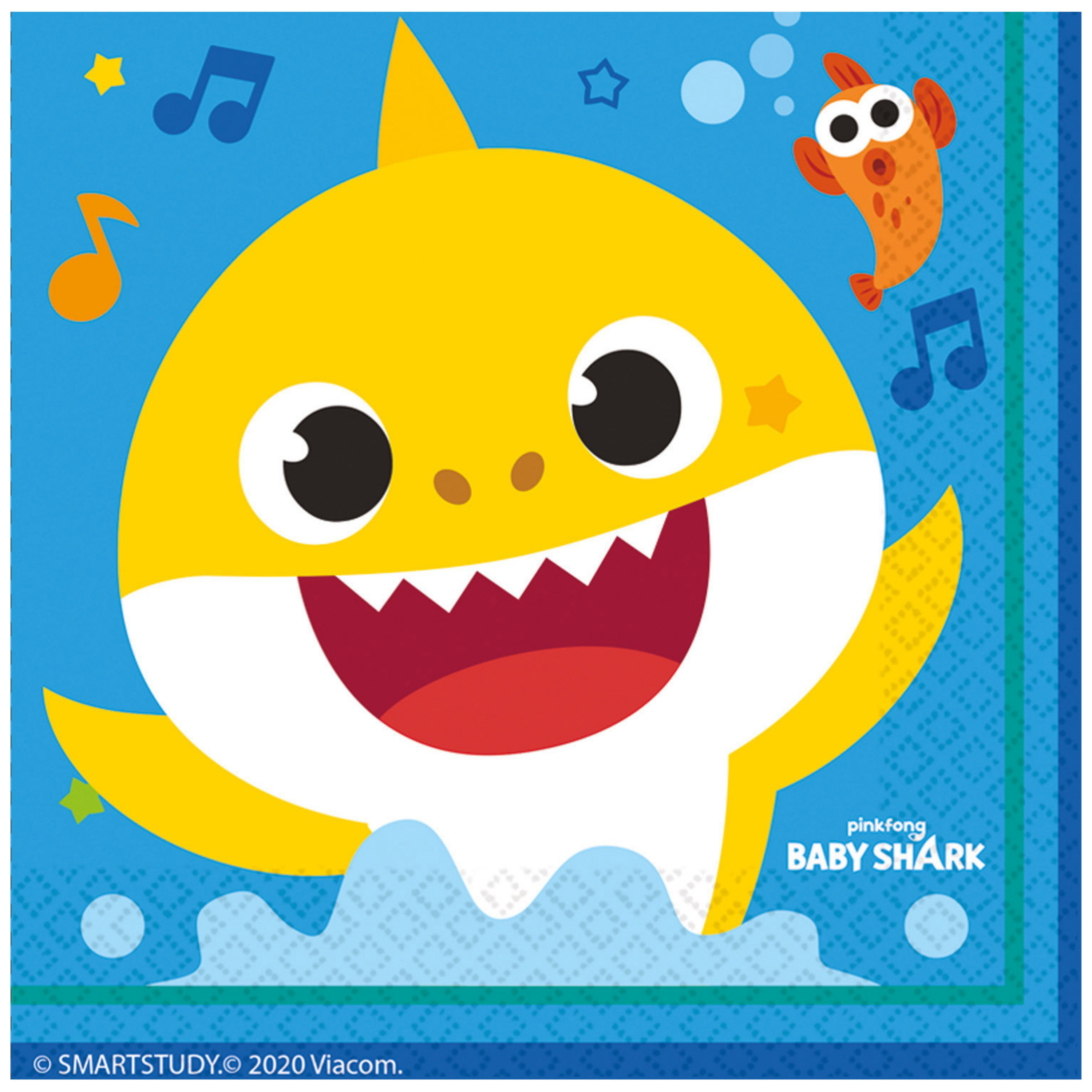 Baby Shark Servetten - 16x stuks - 33 x 33 cm - kinderfeestje - haaien thema -