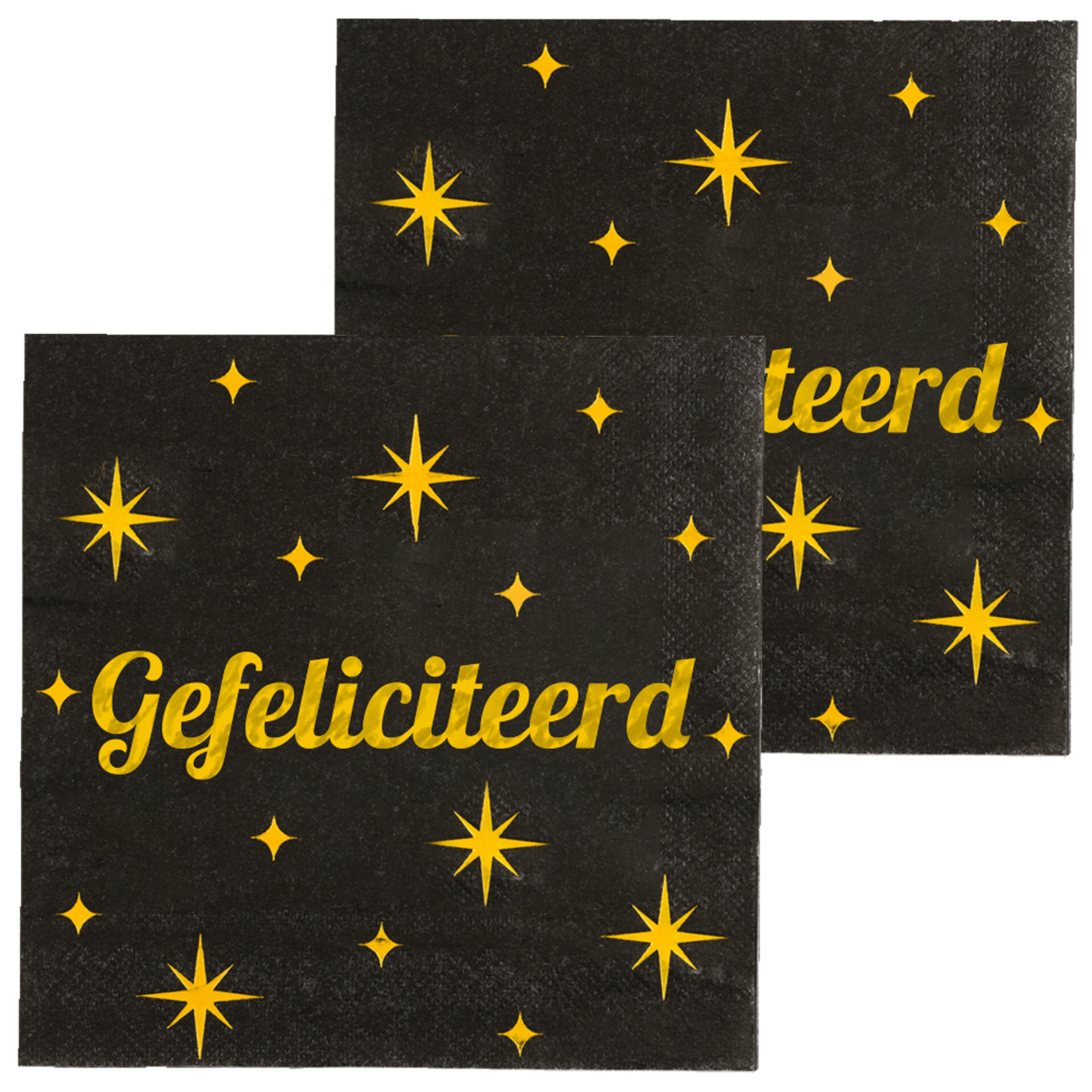 Paperdreams Verjaardag feest servetten - Gefeliciteerd - 32x stuks - zwart/goud - 33 x 33 cm -