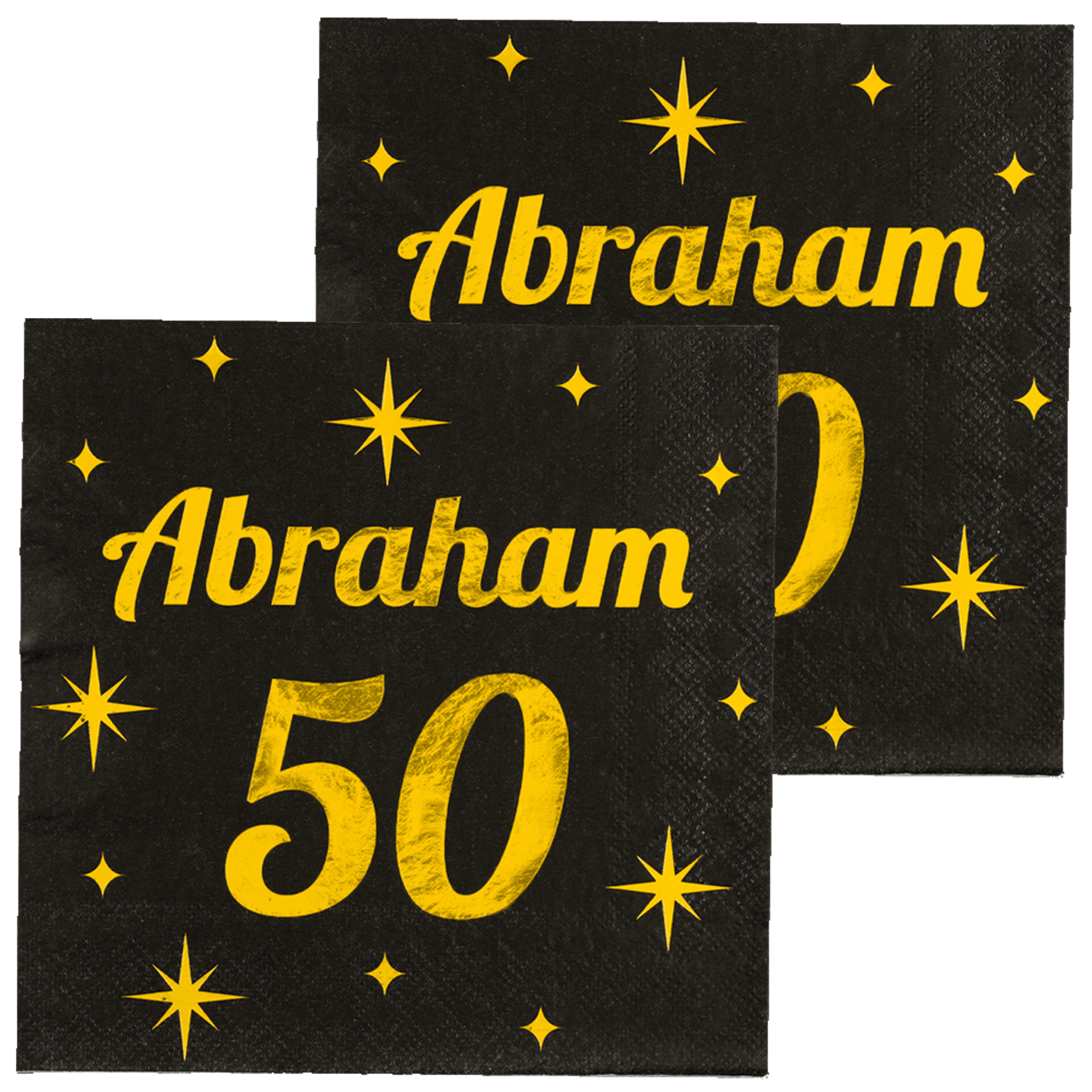 Paperdreams Verjaardag℃of Abraham feest servetten - leeftijd 50 jaar - 32x stuks - zwart/goud - 33 x 33 cm -