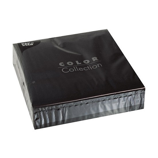 Merkloos Servetten - zwart - 50x - x cm - 2-laags FSC papier - wegwerpservetten - feestservetten -