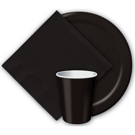 Merkloos Uni kleur tafel servetten - zwart - 40x stuks - 33 x 33 cm - Papier -