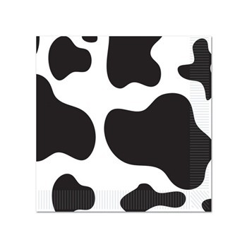 Merkloos Koeien print dieren thema servetten - 16x stuks - 33 x 33 cm - Papieren wegwerp servetjes -