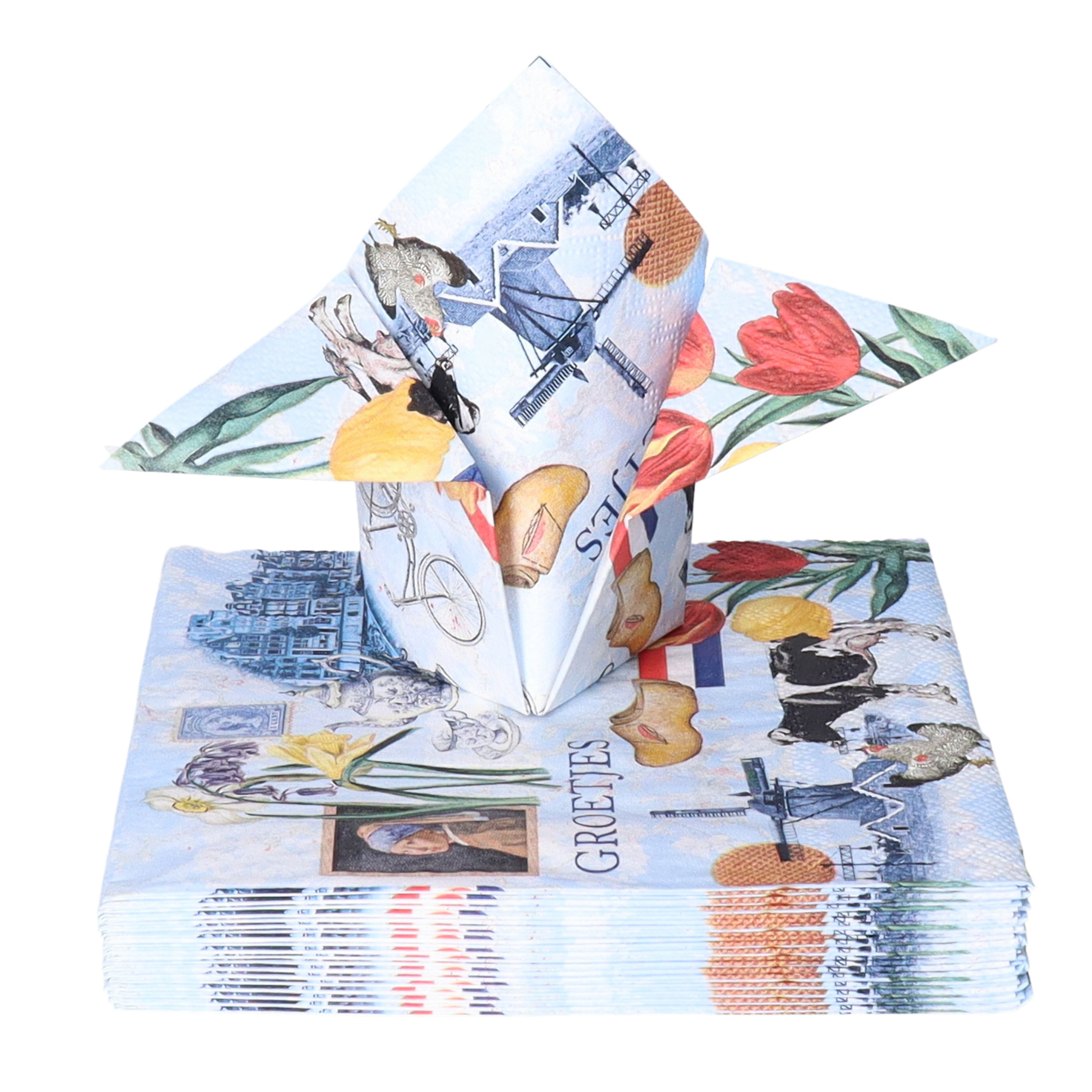Ambiente Tafel diner servetten - Nederland/Holland thema - 40x stuks - 33 x 33 cm -
