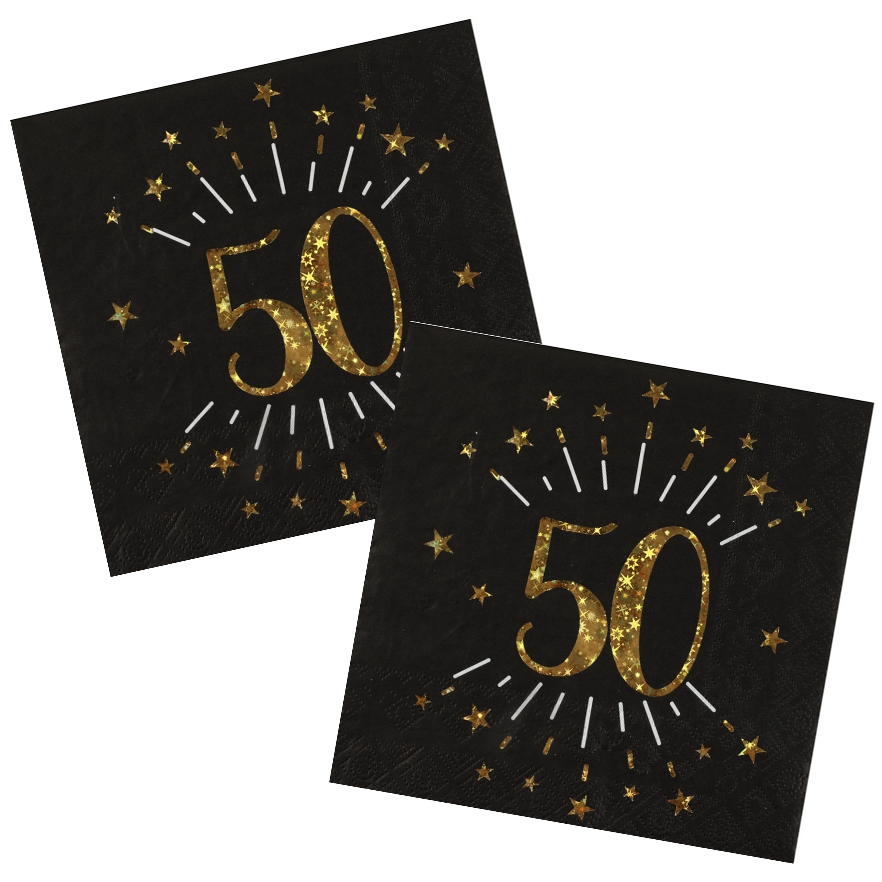 Santex Verjaardag feest servetten leeftijd - 20x - 50 jaar - goud - 33 x 33 cm - Abraham/Sarah -