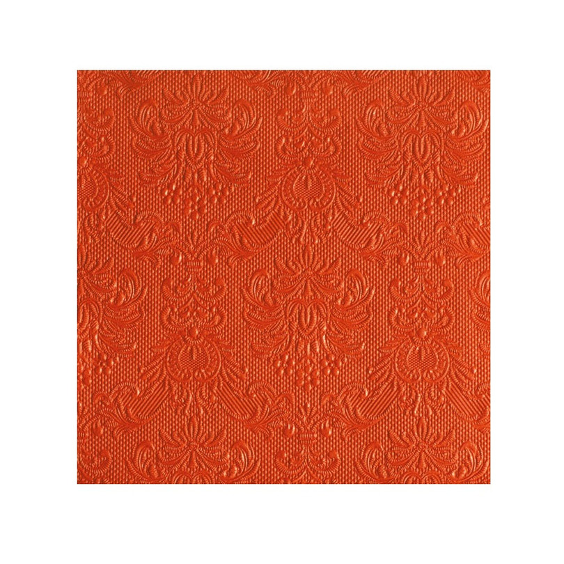 Ambiente Servetten Luxe - 30x stuks - 33 x 33 cm - oranje - barok patroon - 3 laags -
