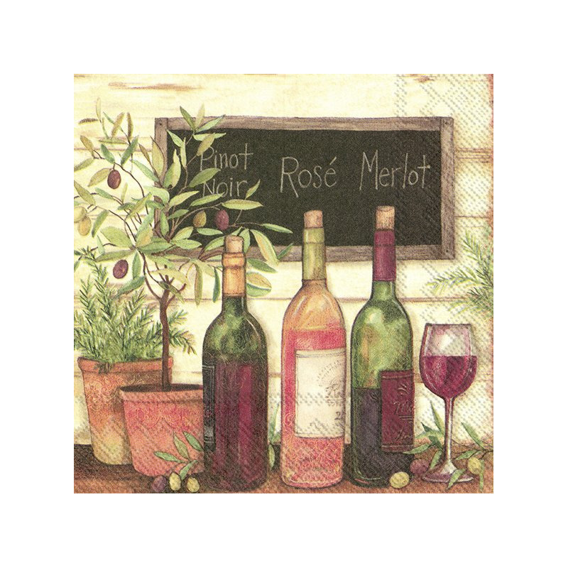 Ihr Feest Diner servetten - wijn/olijfbomen - 40x - 3-laags - 33 x 33 cm - bbq/tafelen/borrelen -