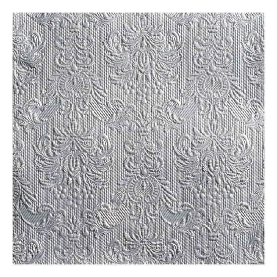 Merkloos Servetten Luxe - 30x stuks - 33 x 33 cm - zilver - barok patroon - 3 laags -
