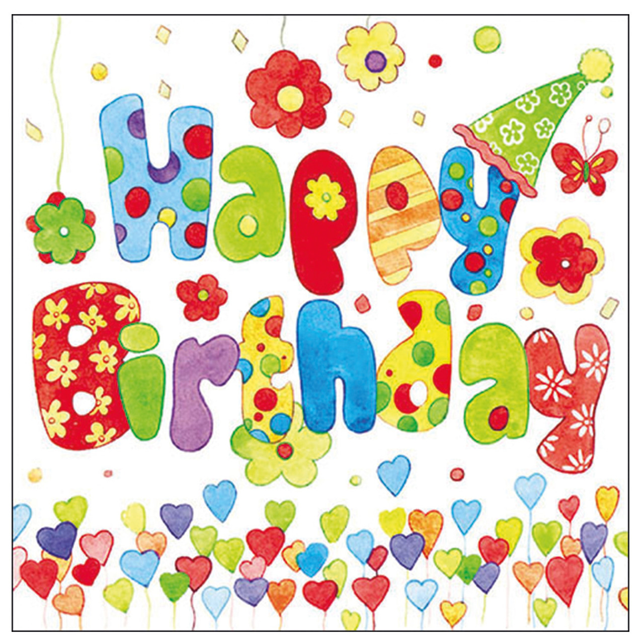 Ambiente 40x Tafel diner/lunch servetten 33 x 33 cm happy birthday verjaardag print -