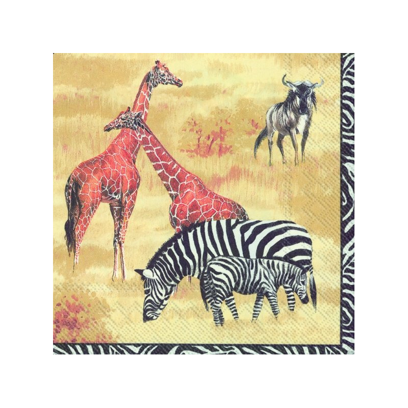 Ihr 40x Tropische 3-laags servetten safari park dieren 33 x 33 cm -