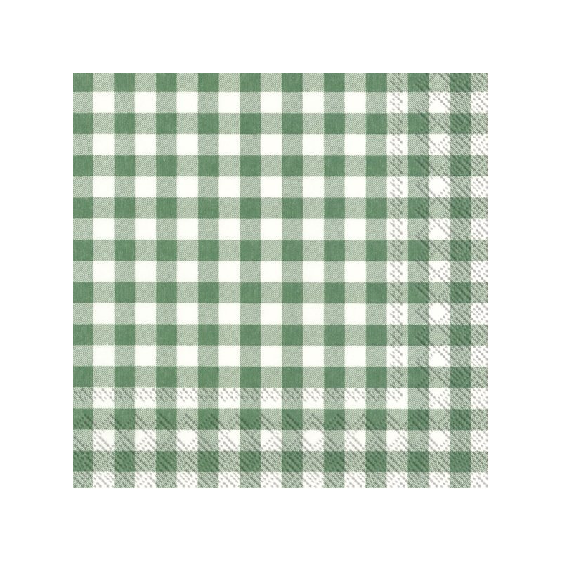 Ihr Servetten Vichy Karo - 40x stuks - 3-laags - groen/wit geblokt - 33 x 33 cm - Lente/pasen -