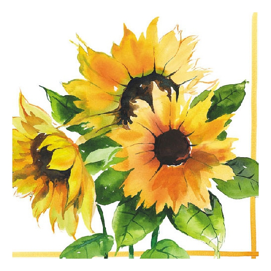 Ambiente Servetten zonnebloemen thema - 40x - 33 x 33 cm - 3-laags papier - feestservetten bloemen -