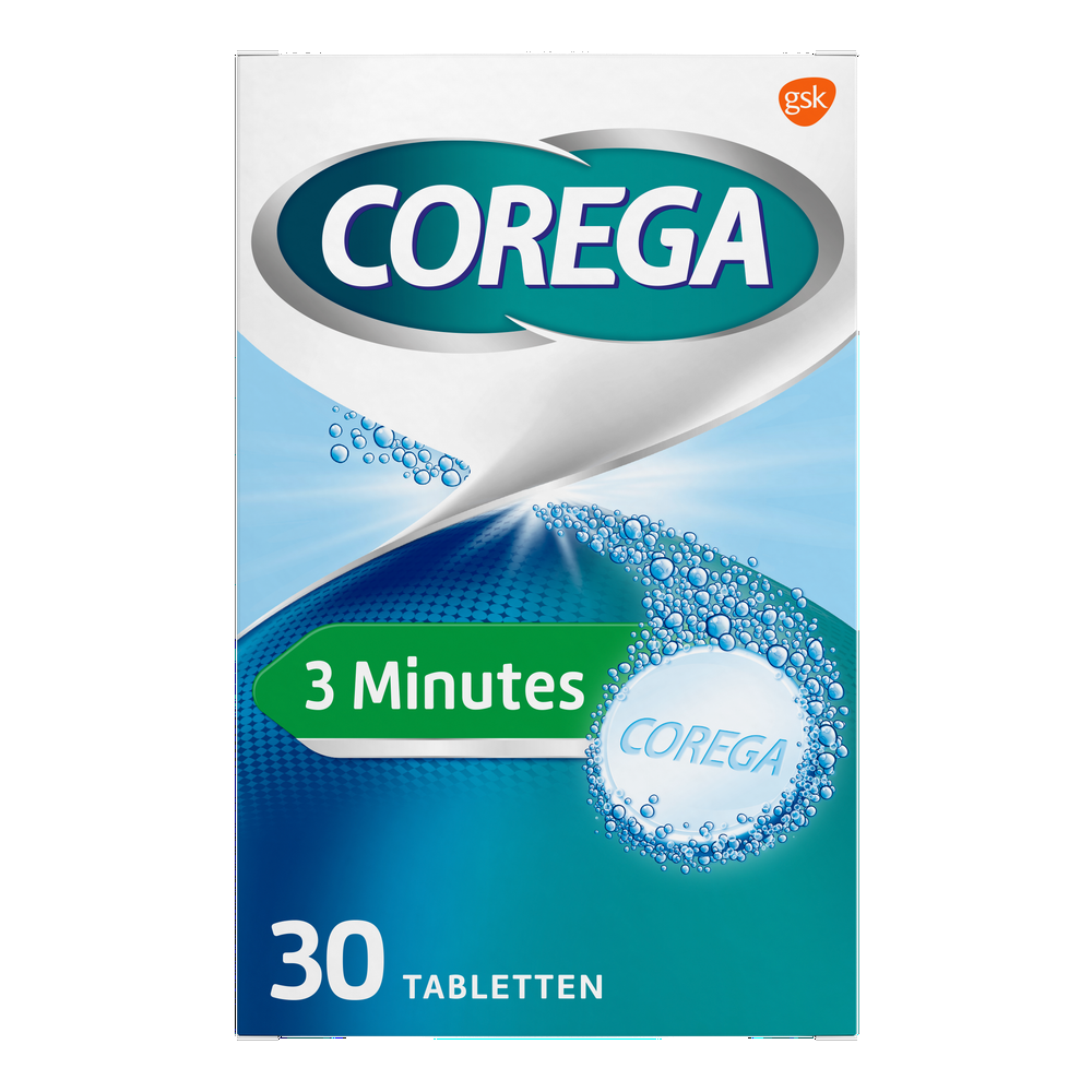Corega 3 min reinigingstabletten voor de gebitsprothese