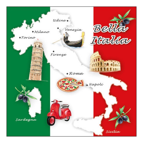 Ambiente servetten - 40x stuks - Tafel diner/lunch - Italie print - 33 x 33 cm -