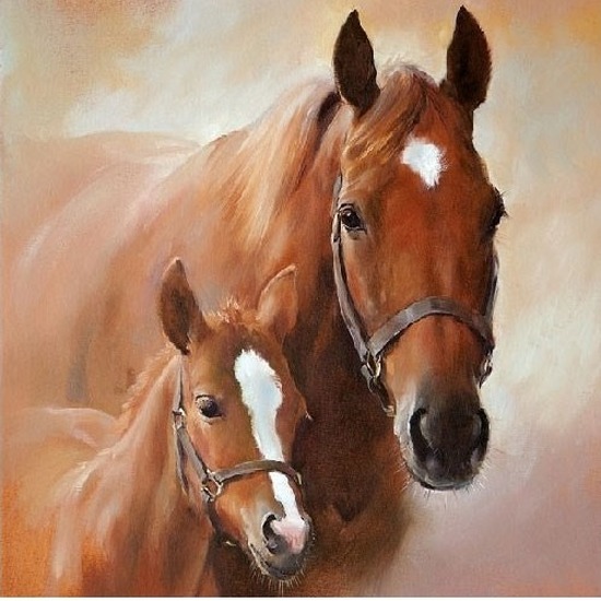 Ambiente servetten - paard met veulen - 40x stuks - 3-laags - wegwerpservetten - feestartikelen -