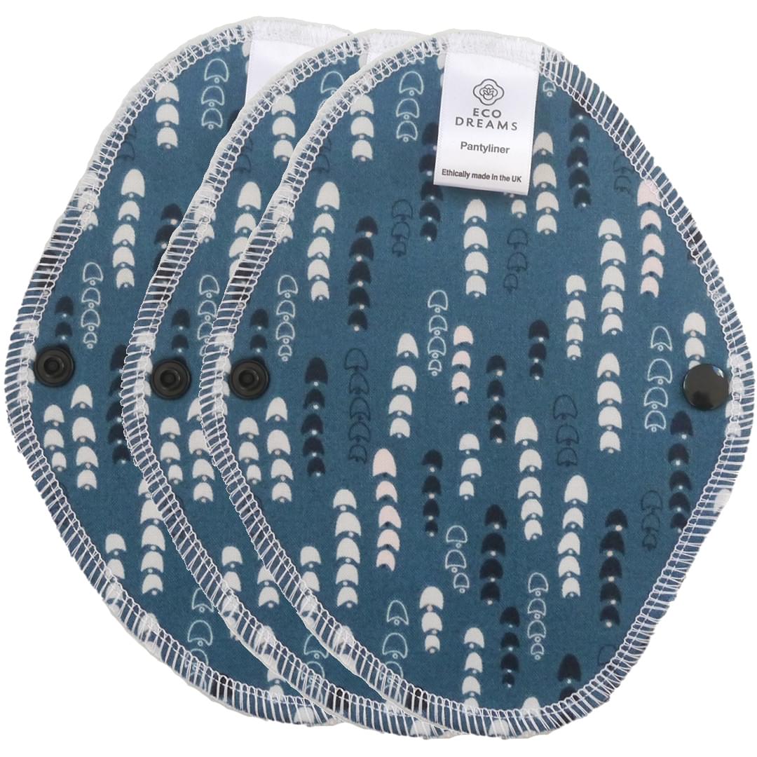 Menstruatiecups.nl Wasbaar maandverband en inlegkruisjes - Eco Dreams - extra dun (beschrijvin 3 stuks inlegkruisjes Midnight Garden (blauw))