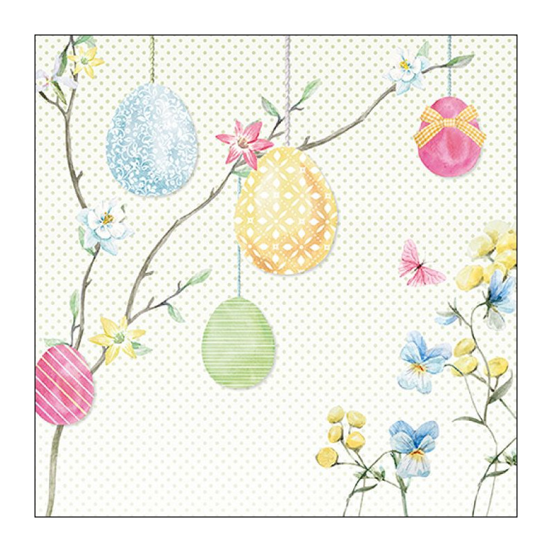 Ambiente Paas thema servetten - 40x - Paaseieren print - 33 x 33 cm - Pasen - feestservetten - Paasontbijt -