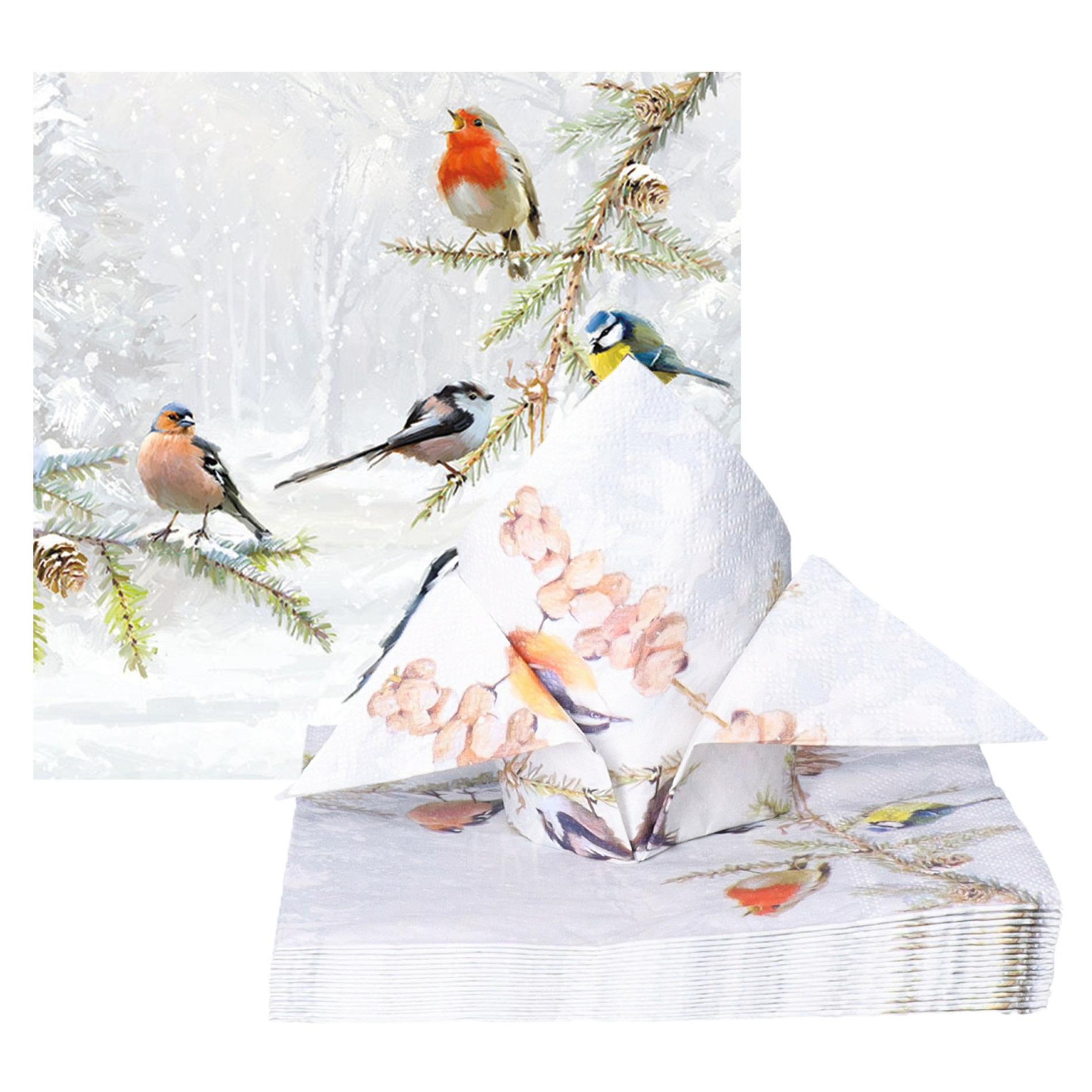 Ambiente Servetten Tuinvogels - 40x stuks - 33 cm - vogel thema -