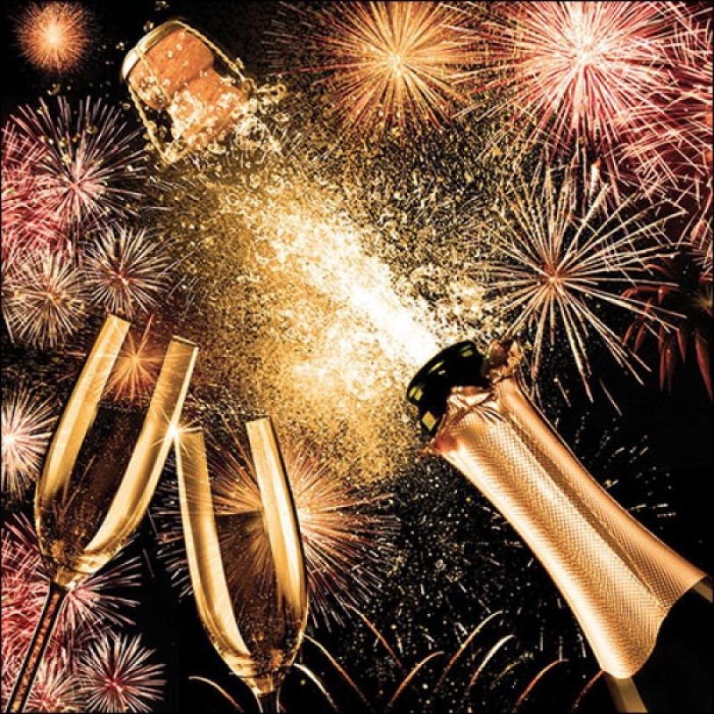 Ambiente 40x stuks feest thema servetten 33 x 33 cm champagne -
