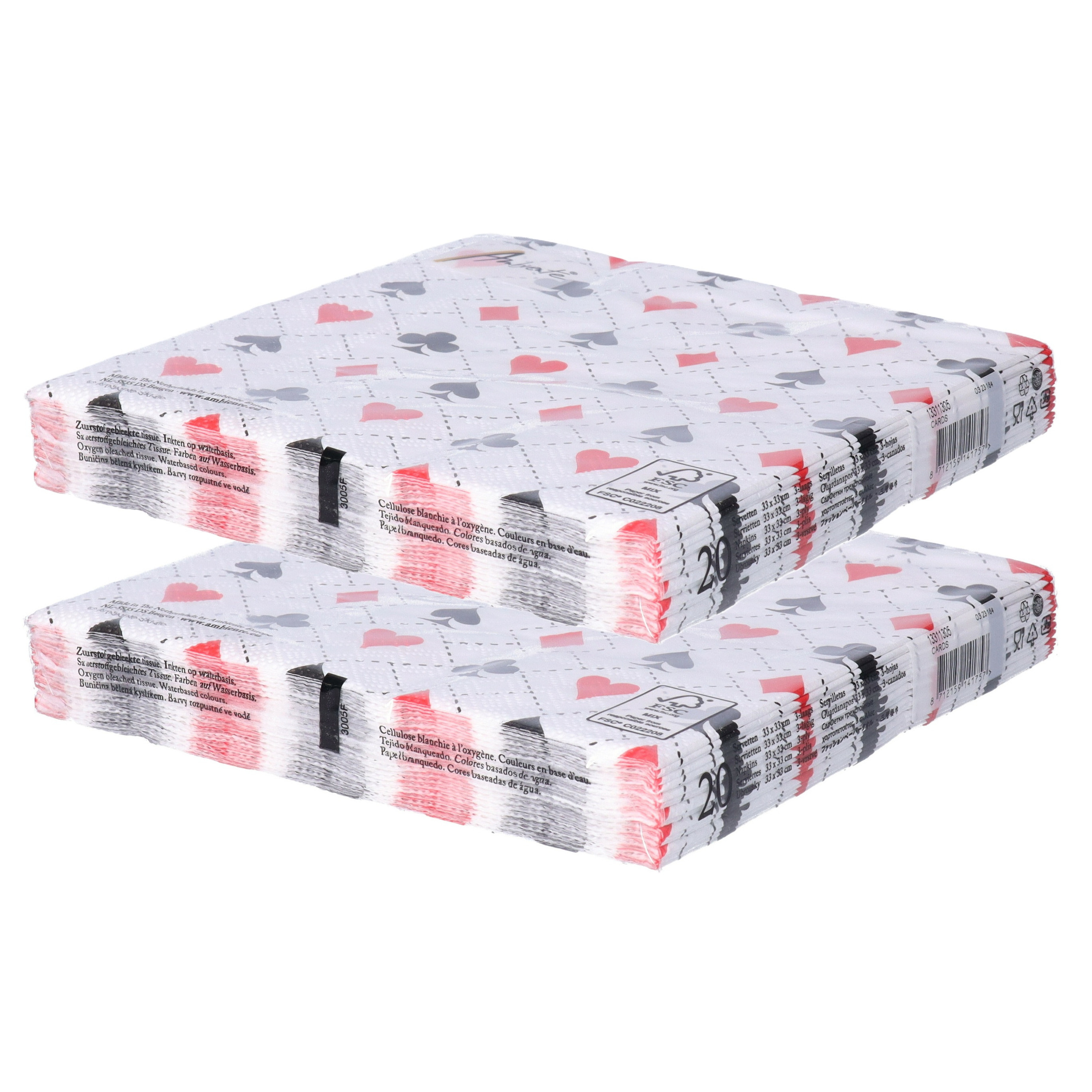 Ambiente Tafel diner servetten - Las Vegas Casino Kaarten - 40x stuks - 33 x 33 cm -