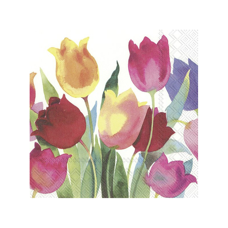 Ihr Feest servetten tulp - 40x - 3-laags - gekleurd - 33 x 33 cm - Pasen/Lente -
