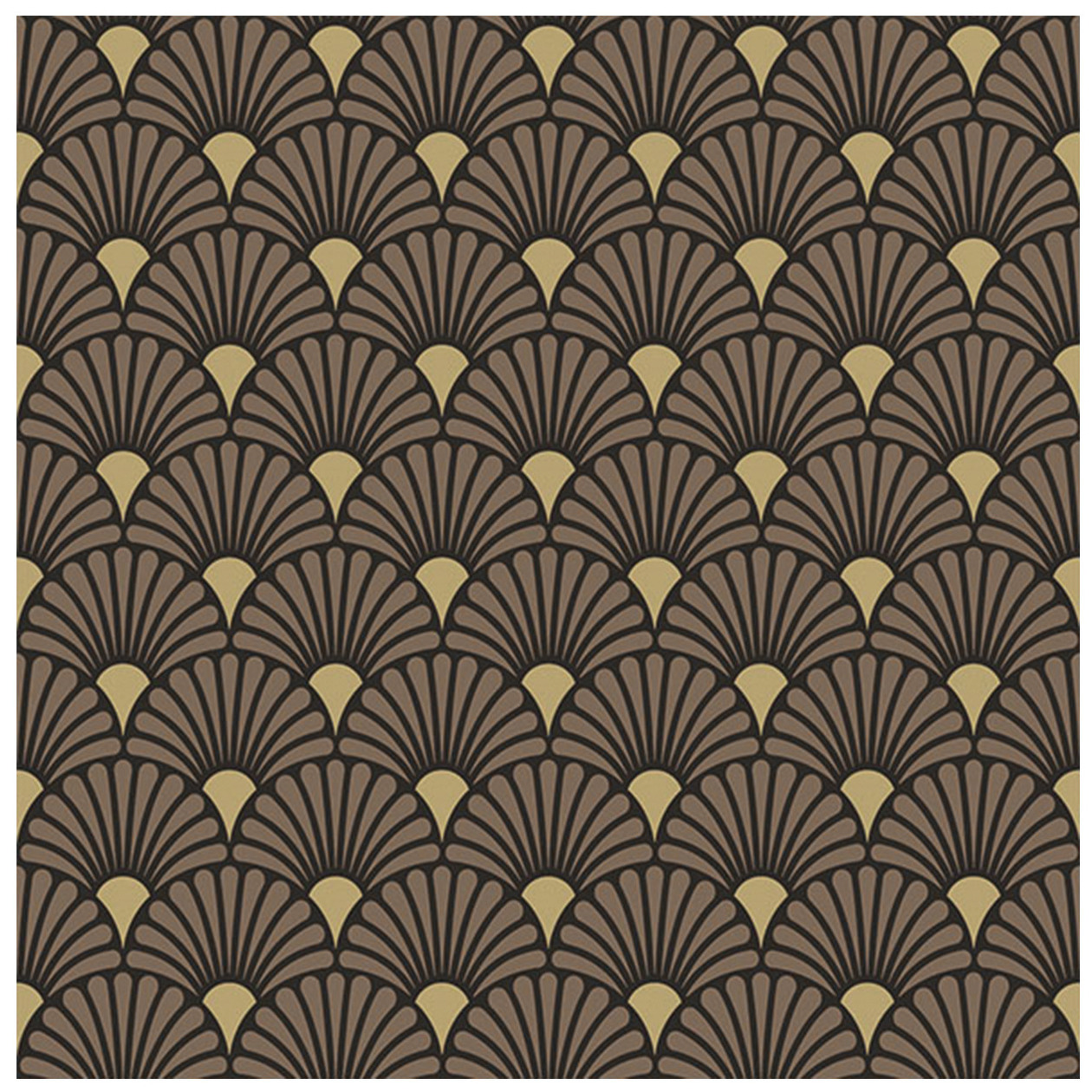 Ambiente Tafel diner/lunch servetten - 40x - Art deco zwart/goud print - 33 x 33 cm -