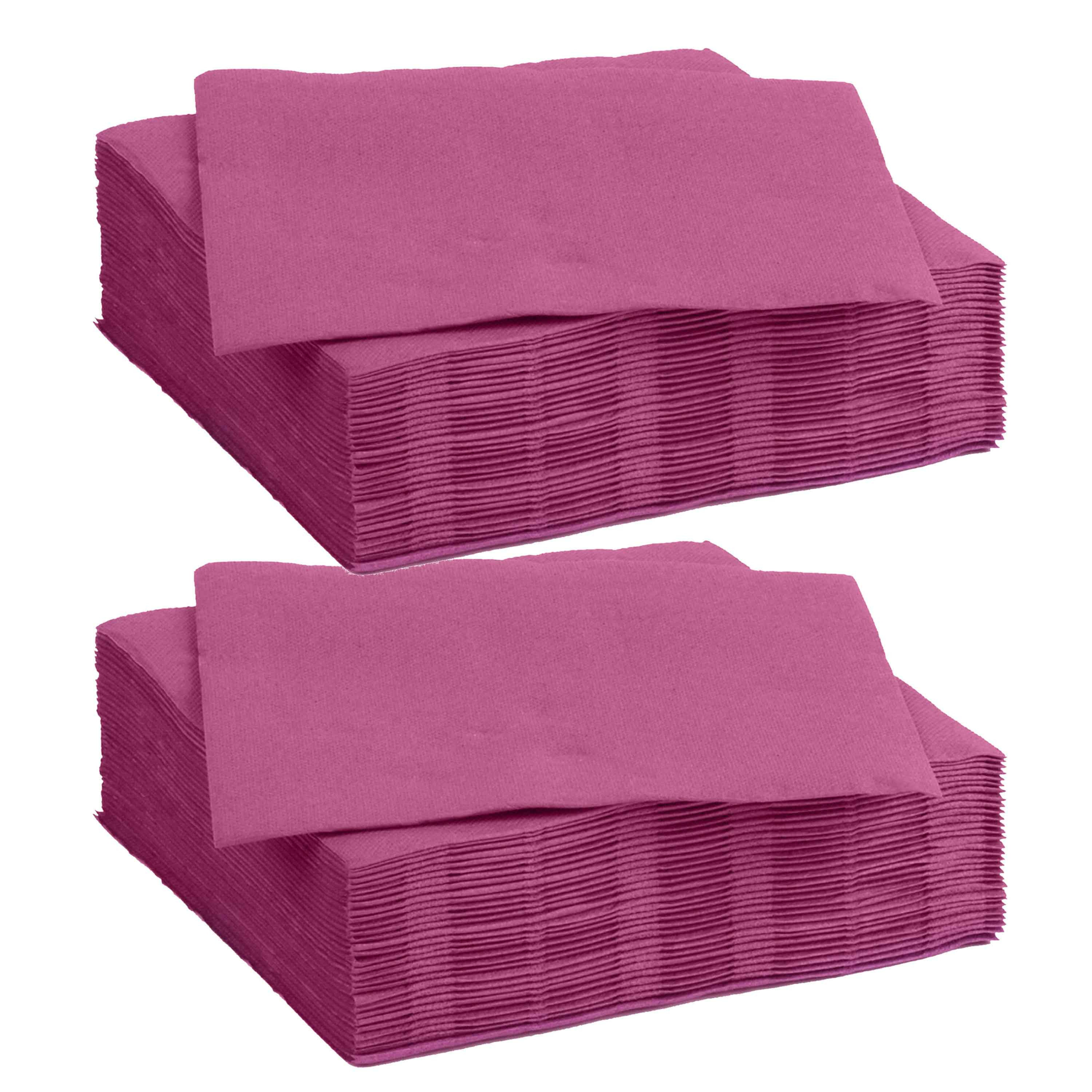 Color Party Diner/feest servetten - 60x - fuchsia roze - x cm - papier - 3-laags -