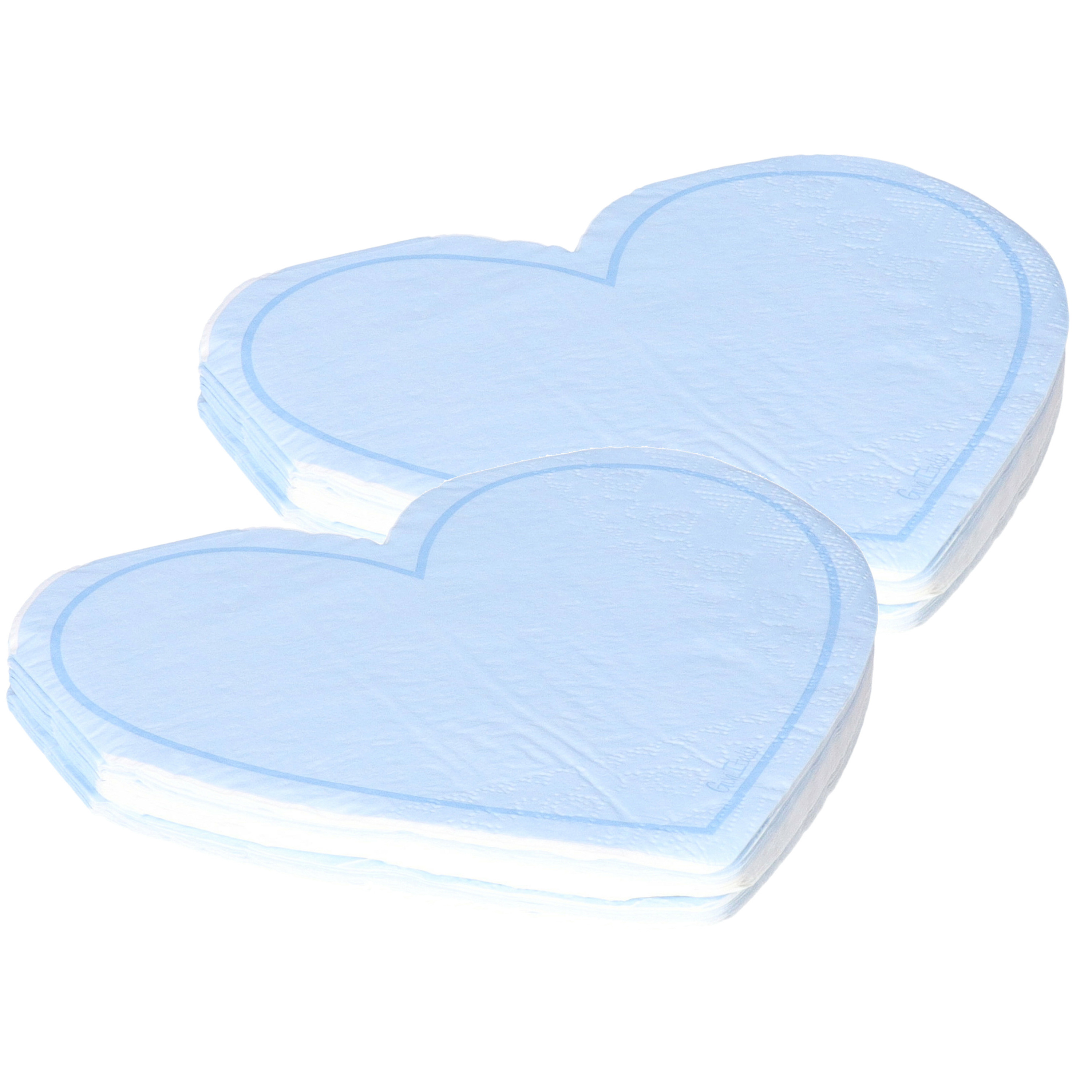 Givi Italia Feest servetten - 32x - hart - blauw - 3 laags - 33 x 33 cm - Valentijn -