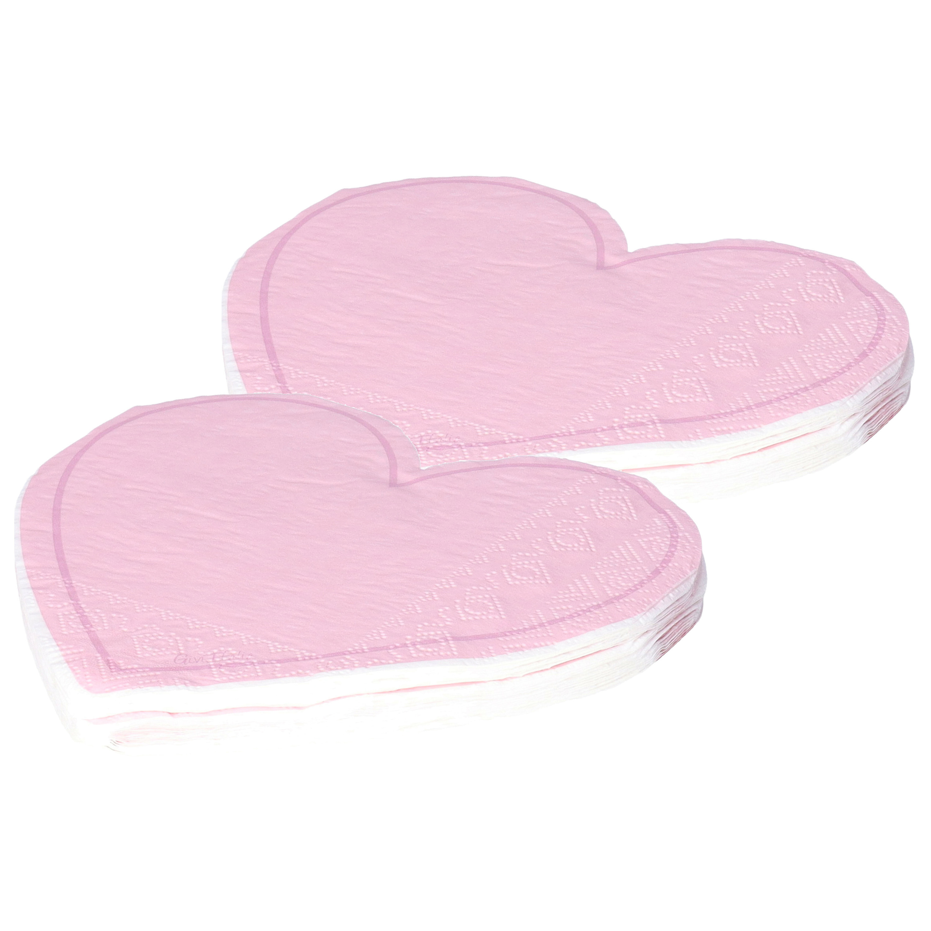 Givi Italia Feest servetten - 32x - hart - roze - 3 laags - 33 x 33 cm - Valentijn -