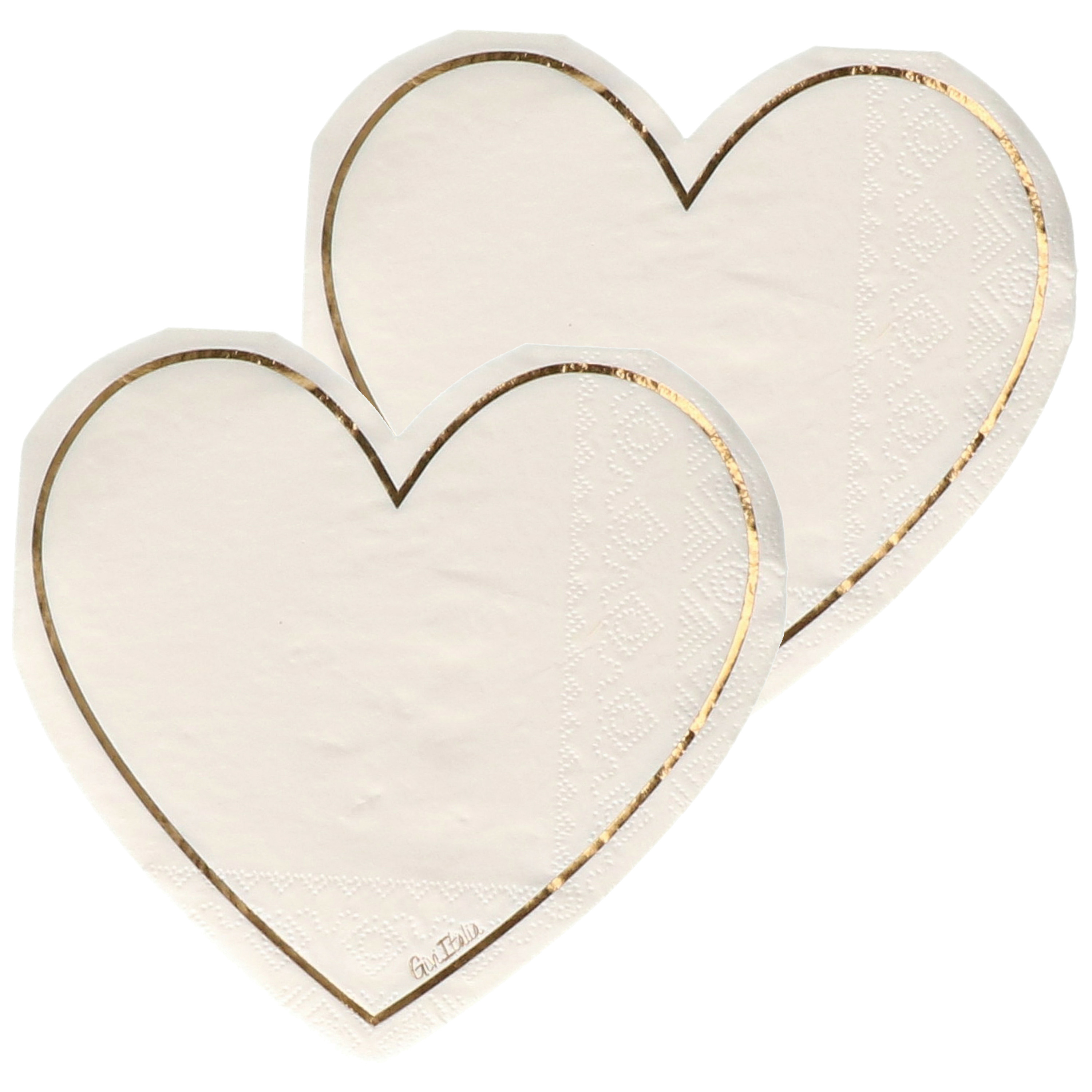 Givi Italia Feest servetten - 32x - hart - wit - 3 laags - 33 x 33 cm - Valentijn -