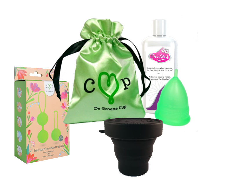 Menstruatiecups.nl Het Groene Cup helemaal klaar pakket