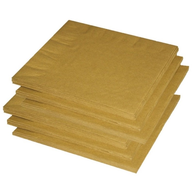 Merkloos Uni kleur tafel servetten - goud - 60x stuks - 33 x 33 cm - Papier -