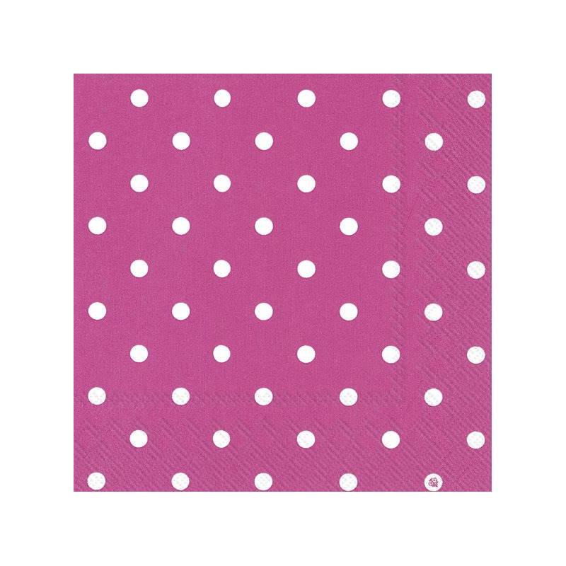 Ihr 60x Polka Dot 3-laags servetten fuchsia roze met witte stippen 33 x 33 cm -