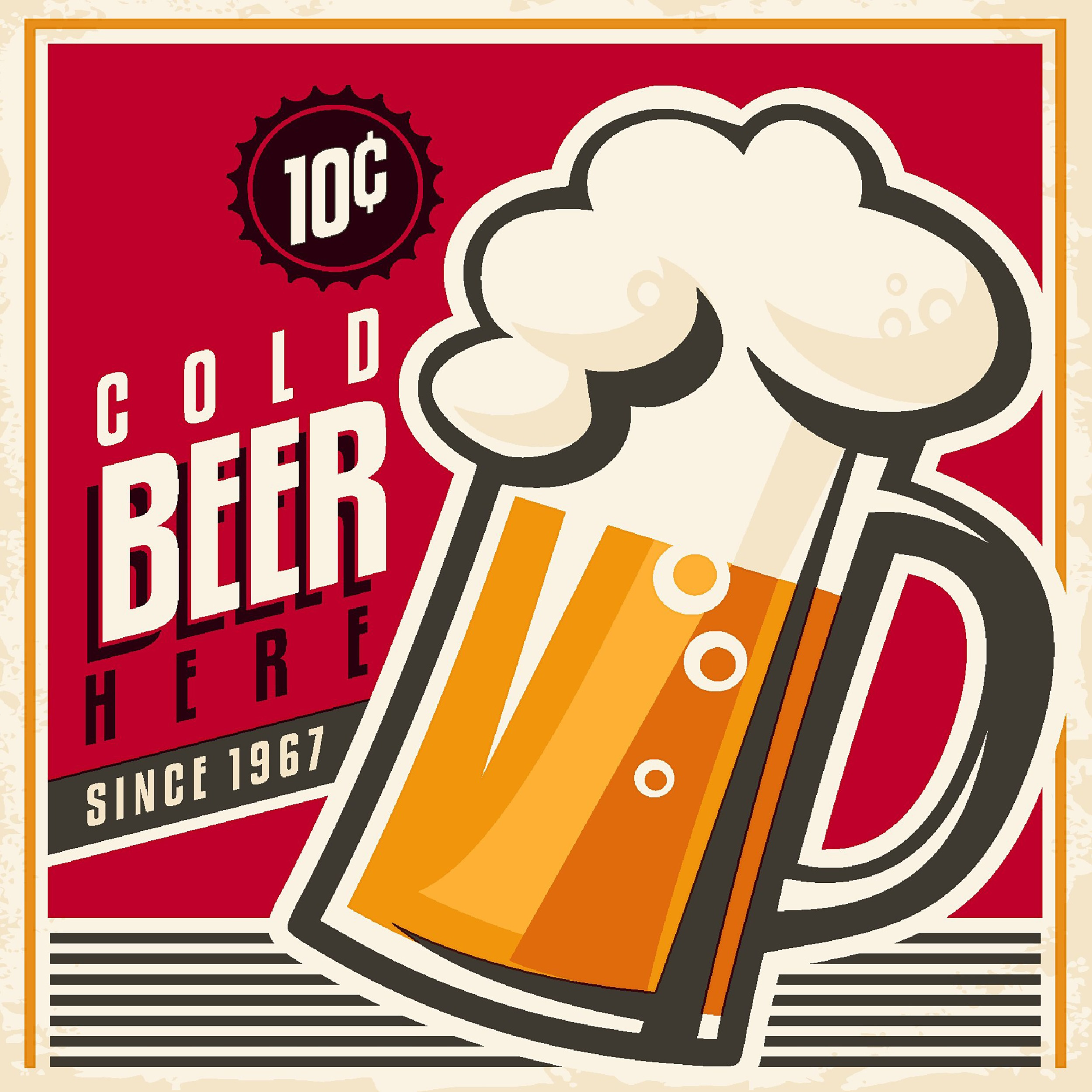 Merkloos 60x Retro bier thema print servetten 33 x 33 cm -