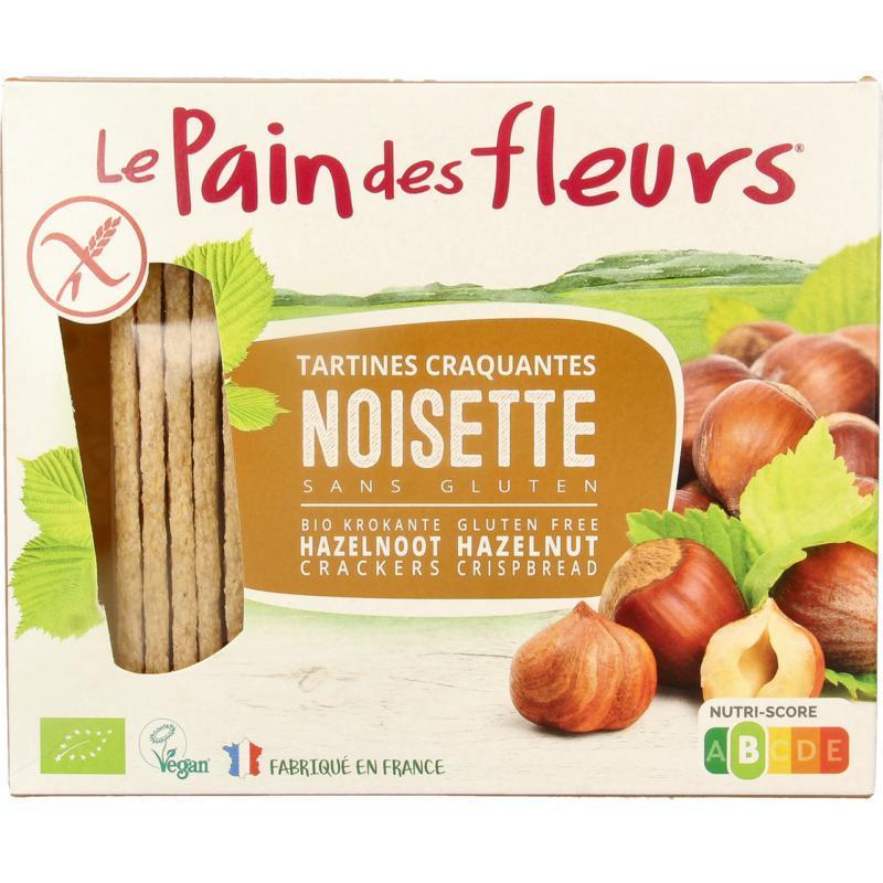 Le Pain Des Fleurs Krokante bio crackers met hazelnoot glutenvrij 150 Gram