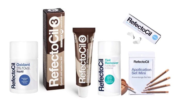 Refectocil Eyelash & Eyebrow Tint 3 Natural Brown Starter Kit 15 ml + 100 ml + 10 pcs + 150 ml + 96 st