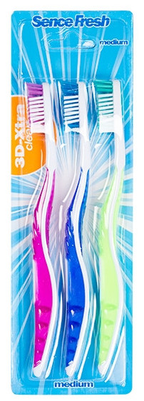 SenceFresh Medium 3D-Extra Clean Tandenborstels 3-pack