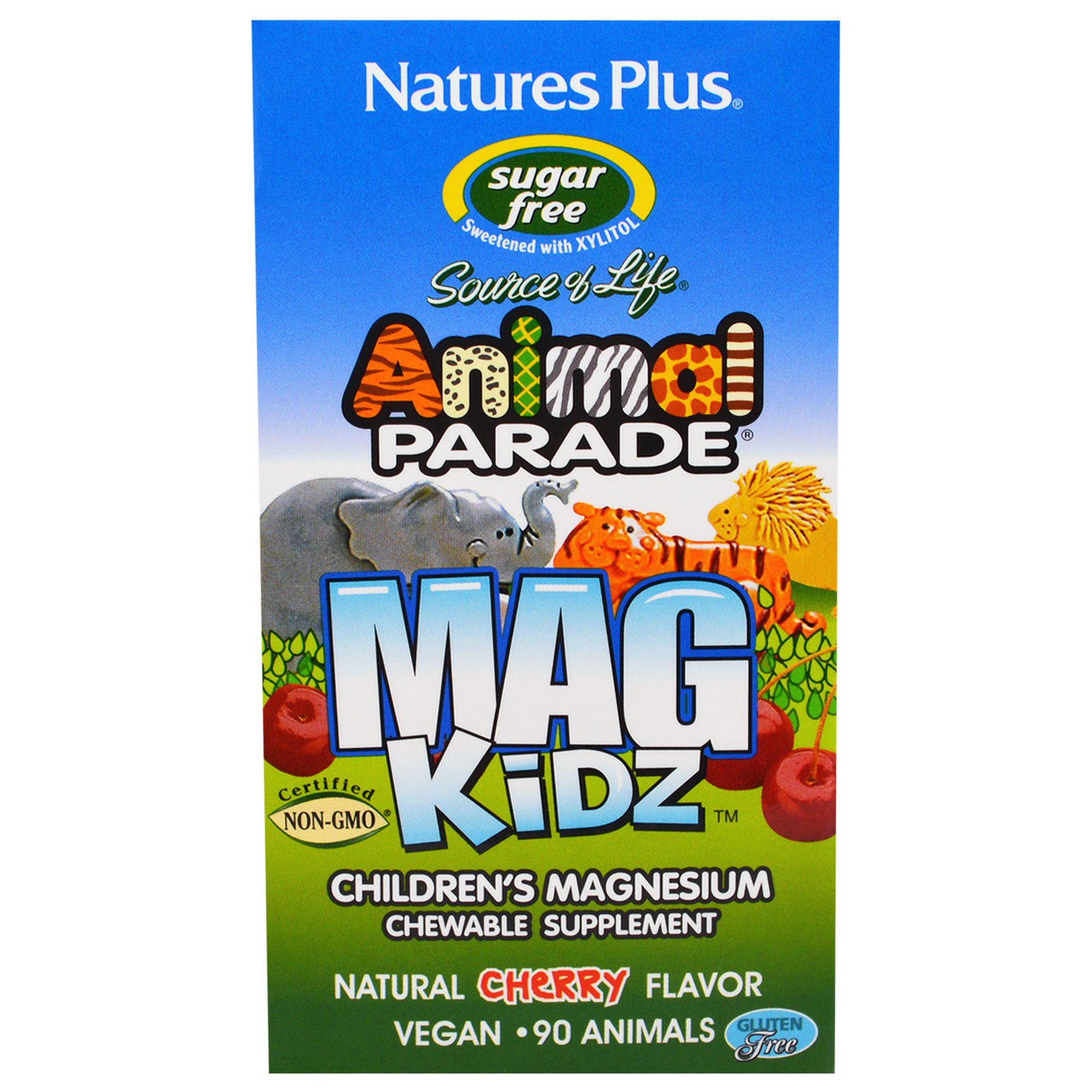 Nature's Plus MagKidz, Children's Magnesium, Natural Cherry Flavor (90 Animals) - 