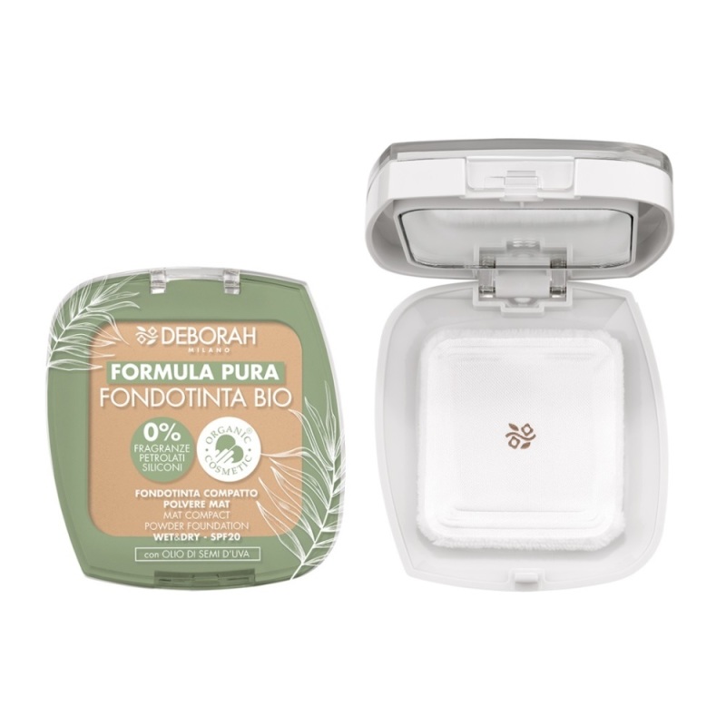 Deborah Milano Pura compact foundation bio 2, light rose 1stuk
