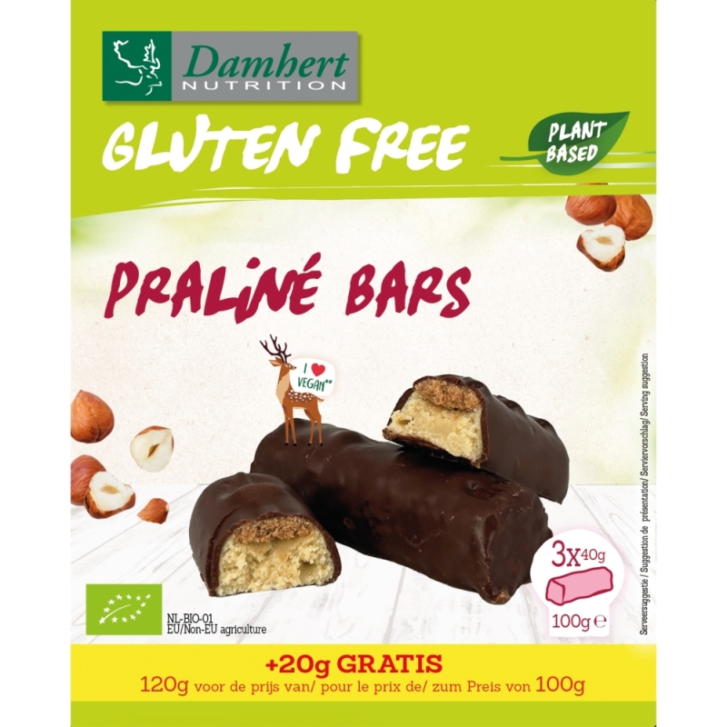 Damhert Lactosevrij & glutenvrije praliné repen 100gr