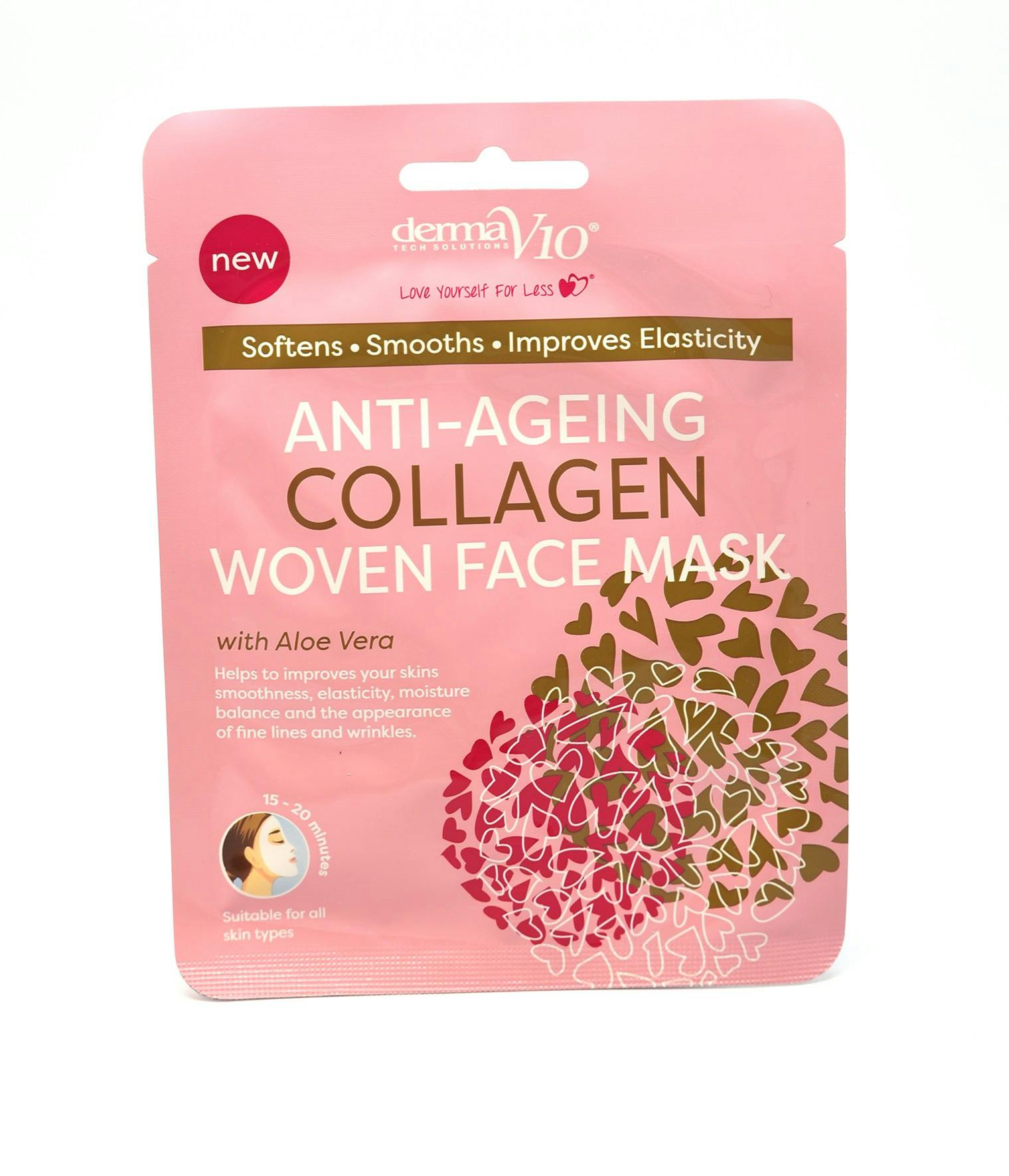 DermaV10 Anti-Ageing Collagen Woven Face Mask 1 st