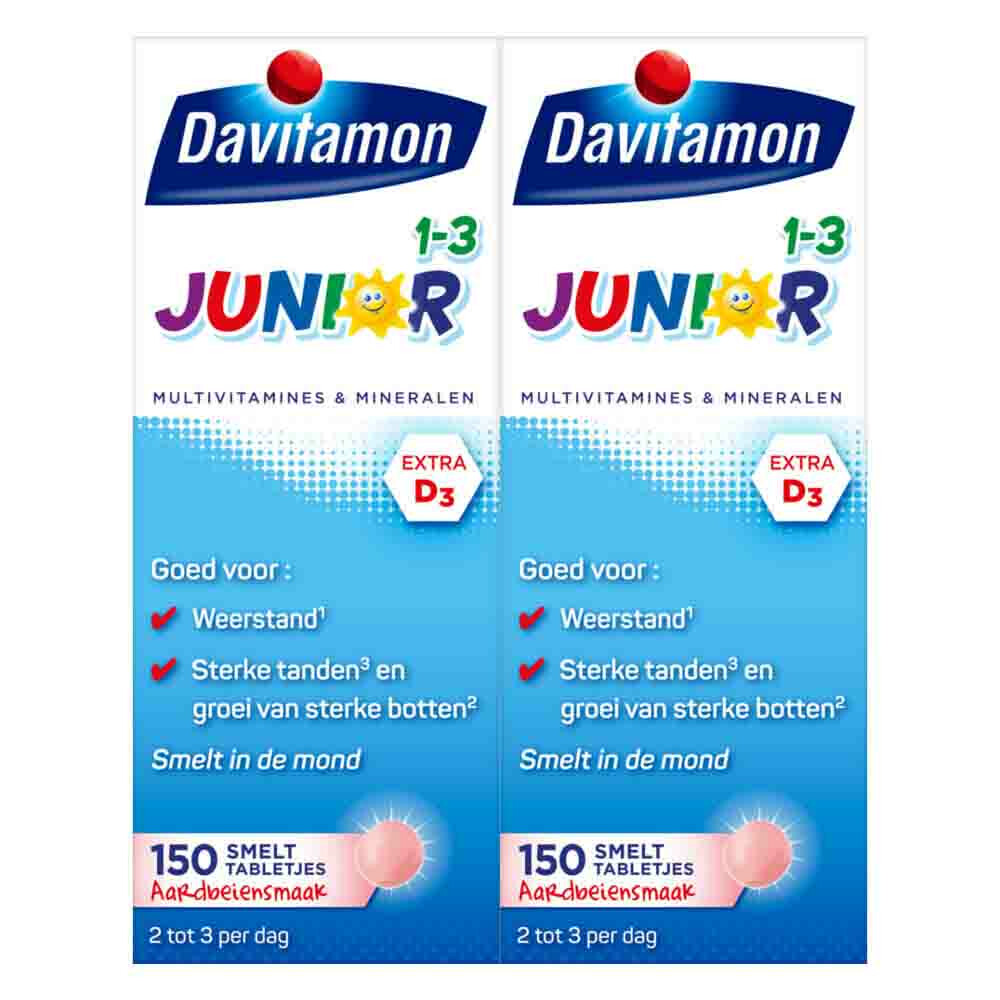 Davitamon Gratis Verzending: 2x  Junior 1+ Multivitamines en Mineralen 150 tabletten
