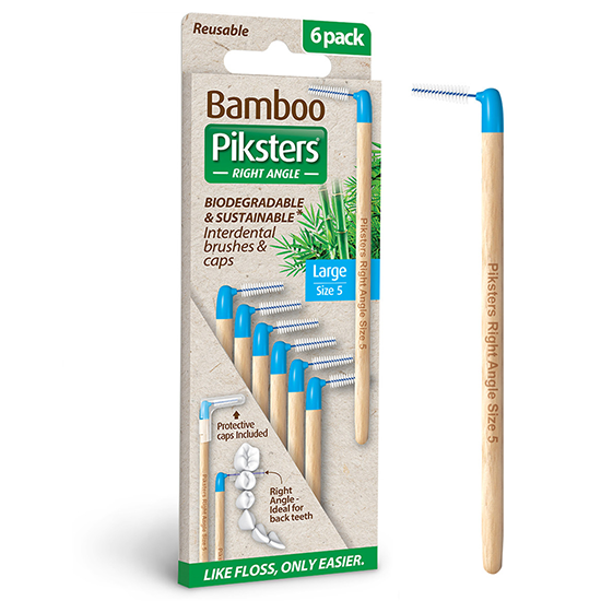 Piksters Bamboo  Interdental Brushes Right Angle Large - Blauw - 6 stuks