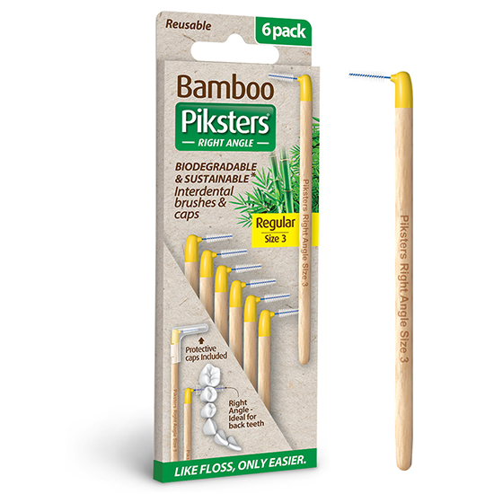 Piksters Bamboo  Interdental Brushes Right Angle Regular - Geel - 6 stuks