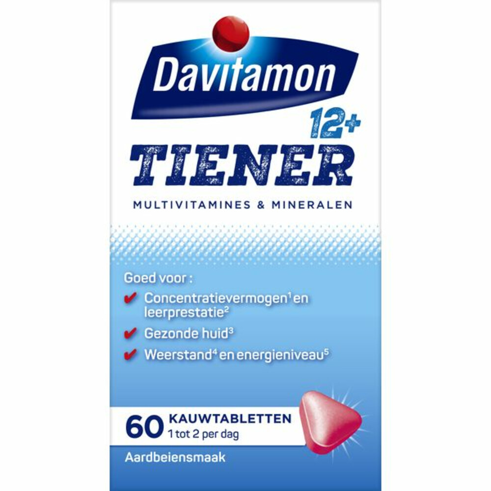 Davitamon Gratis Verzending: 4x  Tiener 12+ Aardbei 60 kauwtabletten