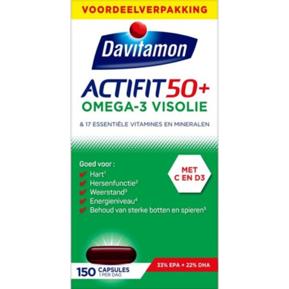 Davitamon Gratis Verzending: 4x  Actifit 50+ Omega-3 Visolie 150 capsules