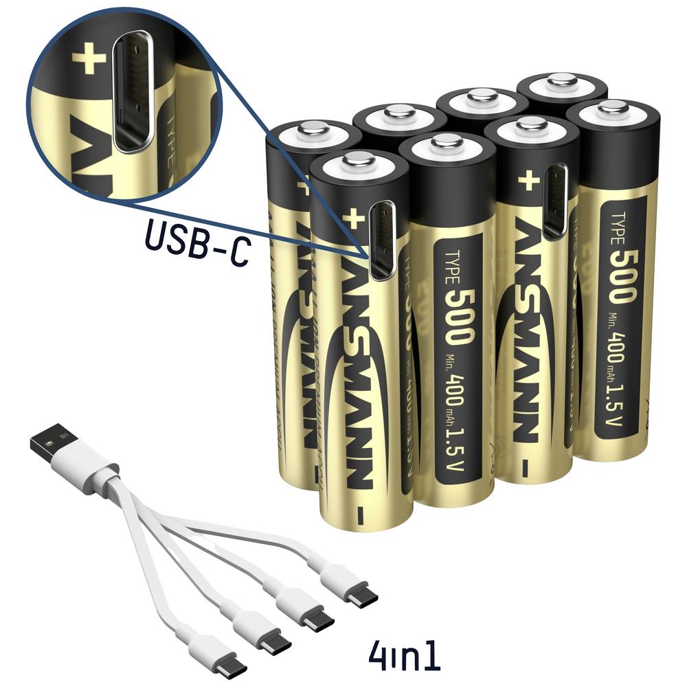 Ansmann 1311-0031 Oplaadbare AAA batterij (potlood) Lithium 400 mAh 1.5 V 8 stuk(s)