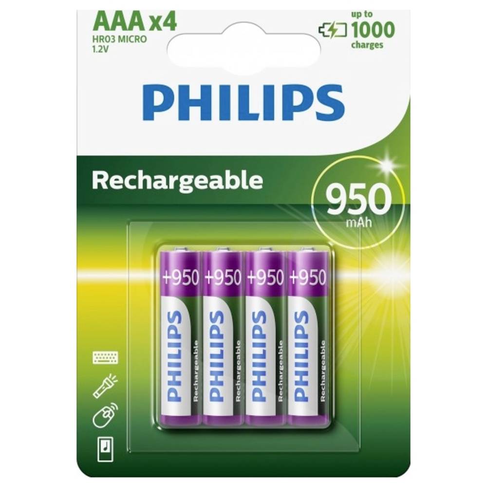 Philips HR03 Oplaadbare AAA batterij (potlood) NiMH 900 mAh 1.2 V 4 stuk(s)