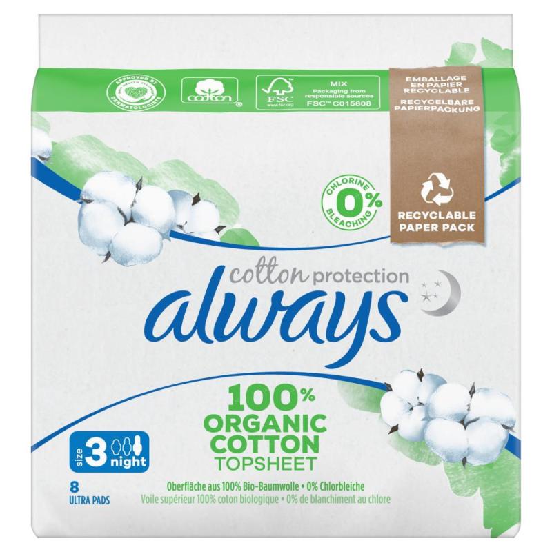 Always Maandverband cotton protection night 8 stuks