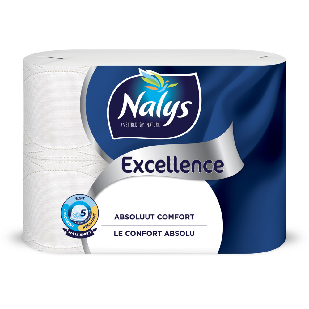 Nalys Excellence Maxi-Vel Toiletpapier In Papieren Verpakking 5-Laags 6 stuks