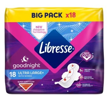 Libresse Maandverband ultra goodnight maandverband 18 Stuks